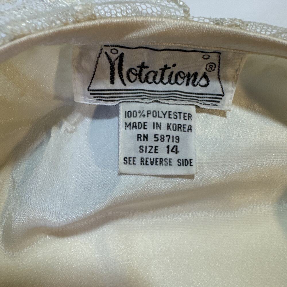 Y2K Ivory Satin Lace Blouse Womens 14 Romantic Coquette Pearl Buttons READ - Picture 7 of 10